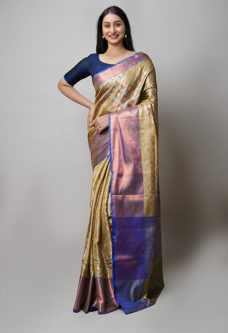 Cream  Brocade Banarasi Sico Saree-UNM73383