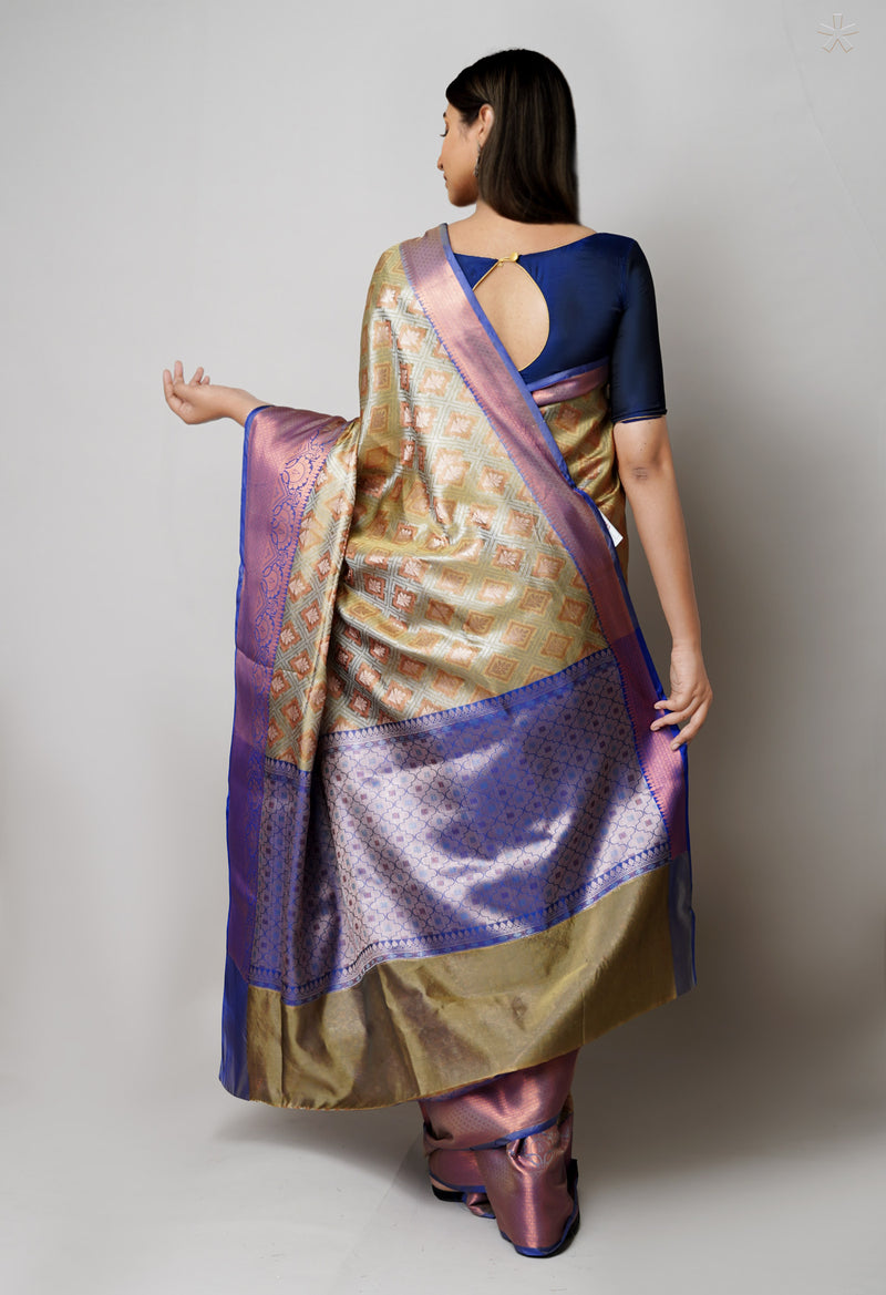 Cream  Brocade Banarasi Sico Saree-UNM73383