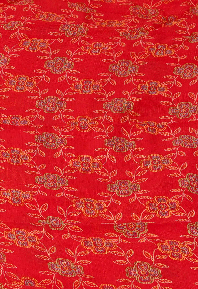 Red Pure  Block Printed Georgette Silk Saree-UNM73417