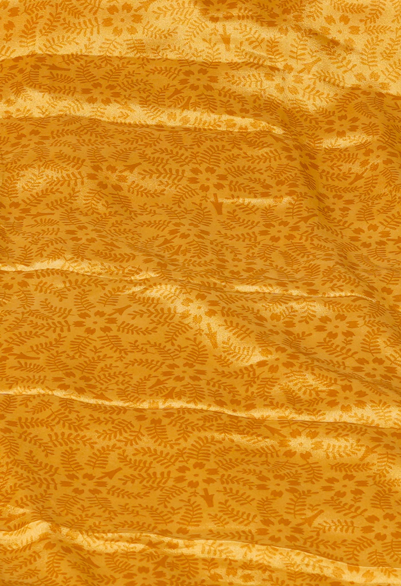 Mustard Yellow Pure Block Printed Soft Silk Saree