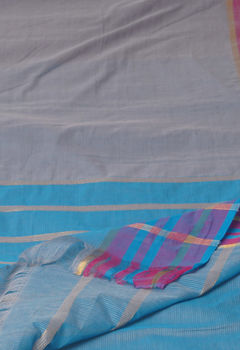 Grey Pure Mangalgiri Cotton Saree-UNM73511
