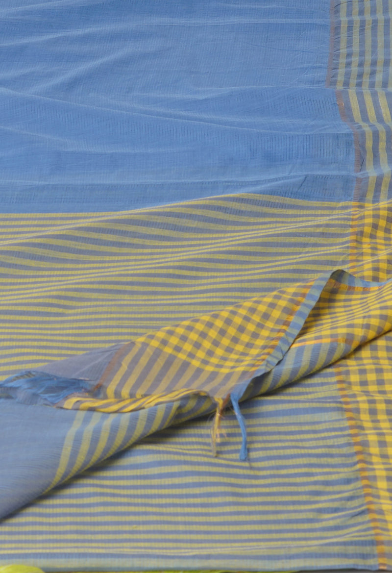 Blue Pure Mangalgiri Cotton Saree-UNM73514