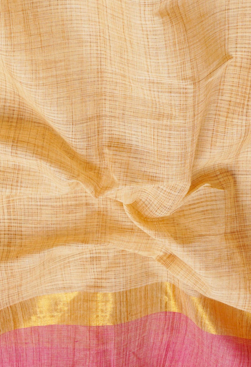 Cream Pure Mangalgiri Cotton Saree-UNM73519