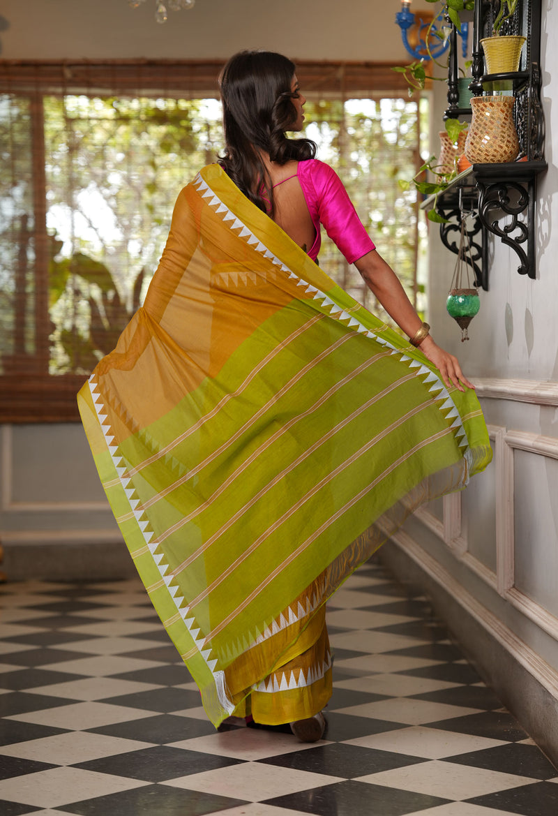 Dark Gold Brown Pure Mangalgiri Cotton Saree-UNM73528