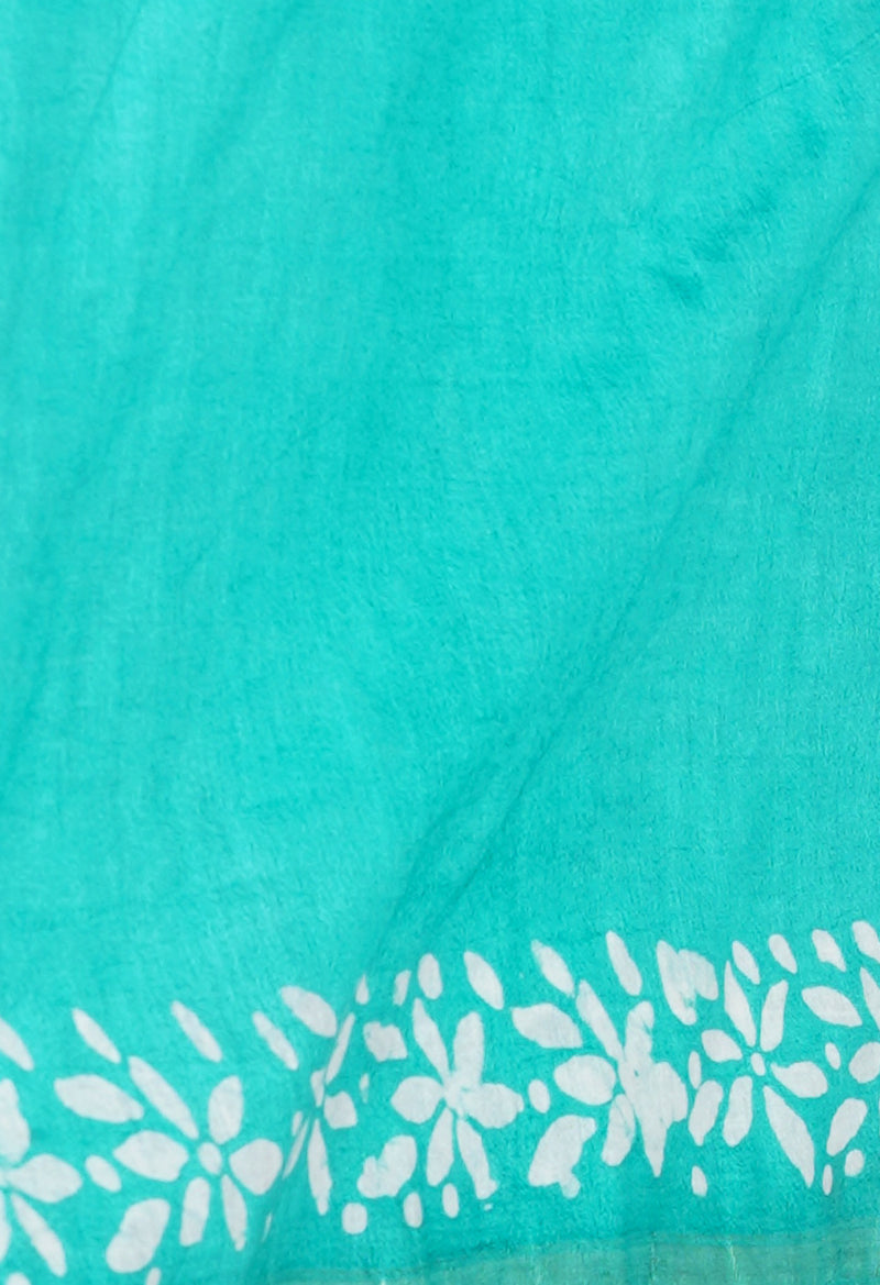 Pink-Green Pure  Batik Printed Chanderi Sico Saree-UNM73572