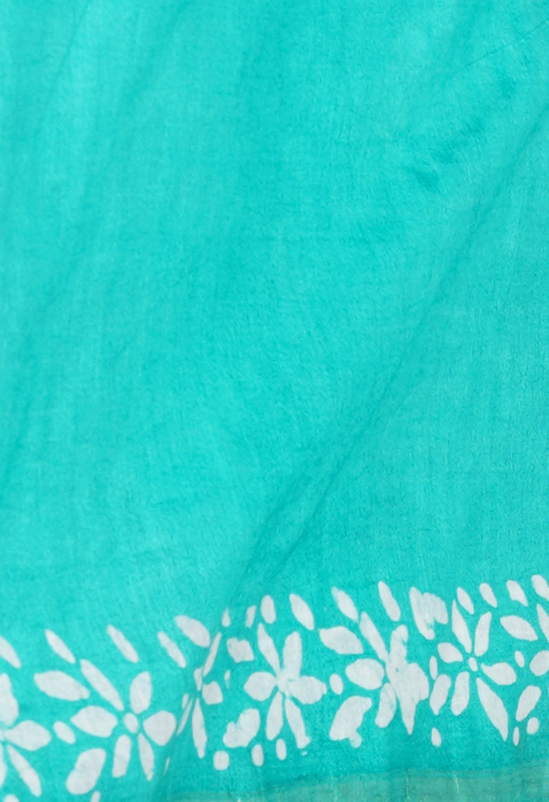Pink-Green Pure  Batik Printed Chanderi Sico Saree-UNM73572