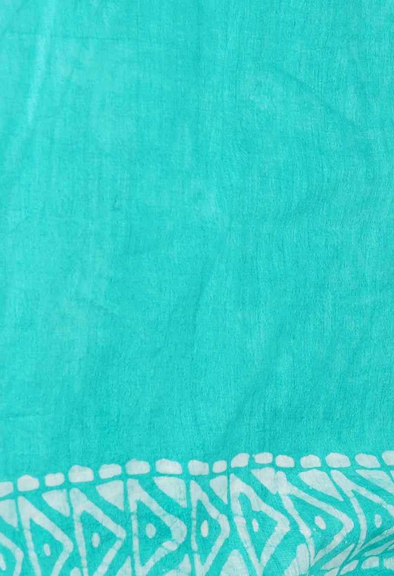 Pink-Green Pure  Batik Printed Chanderi Sico Saree-UNM73575