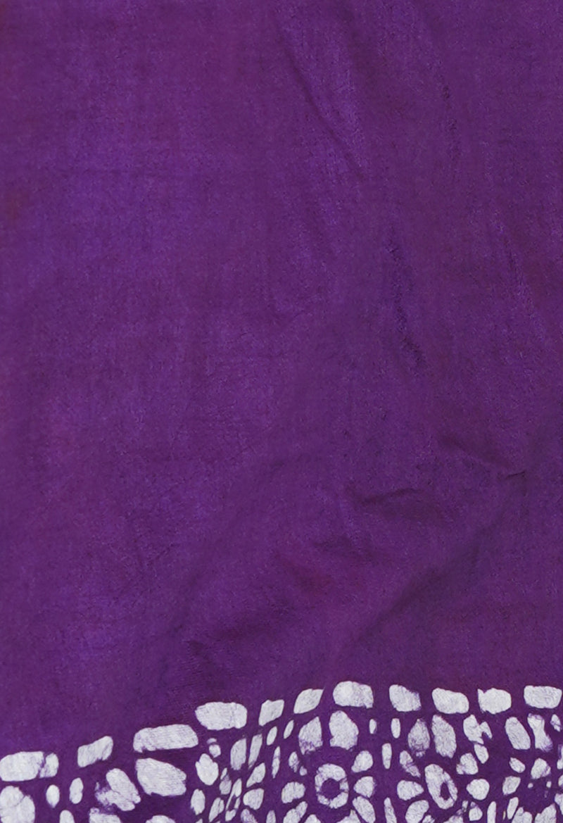 Maroon-Dark Purple Pure  Batik Printed Chanderi Sico Saree-UNM73577