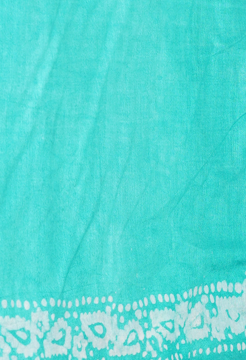 Pink-Green Pure  Batik Printed Chanderi Sico Saree-UNM73578