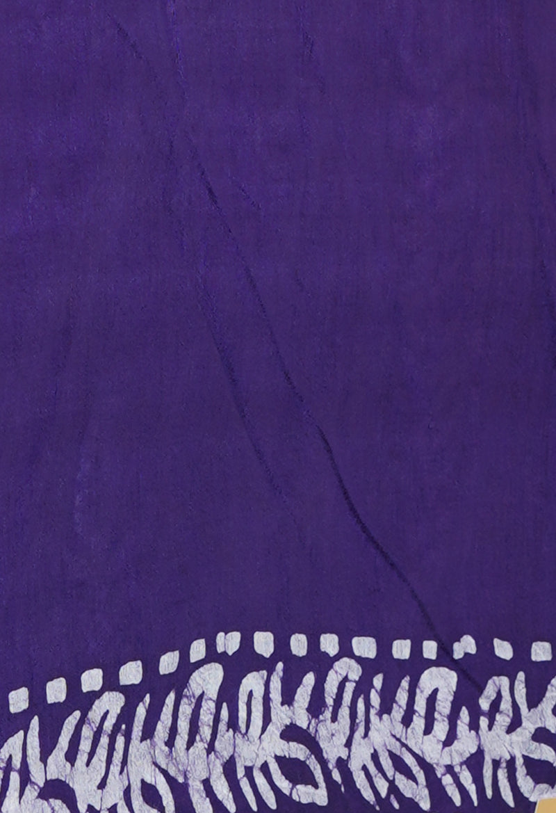 Brown-Dark Blue Pure  Batik Printed Chanderi Sico Saree-UNM73583