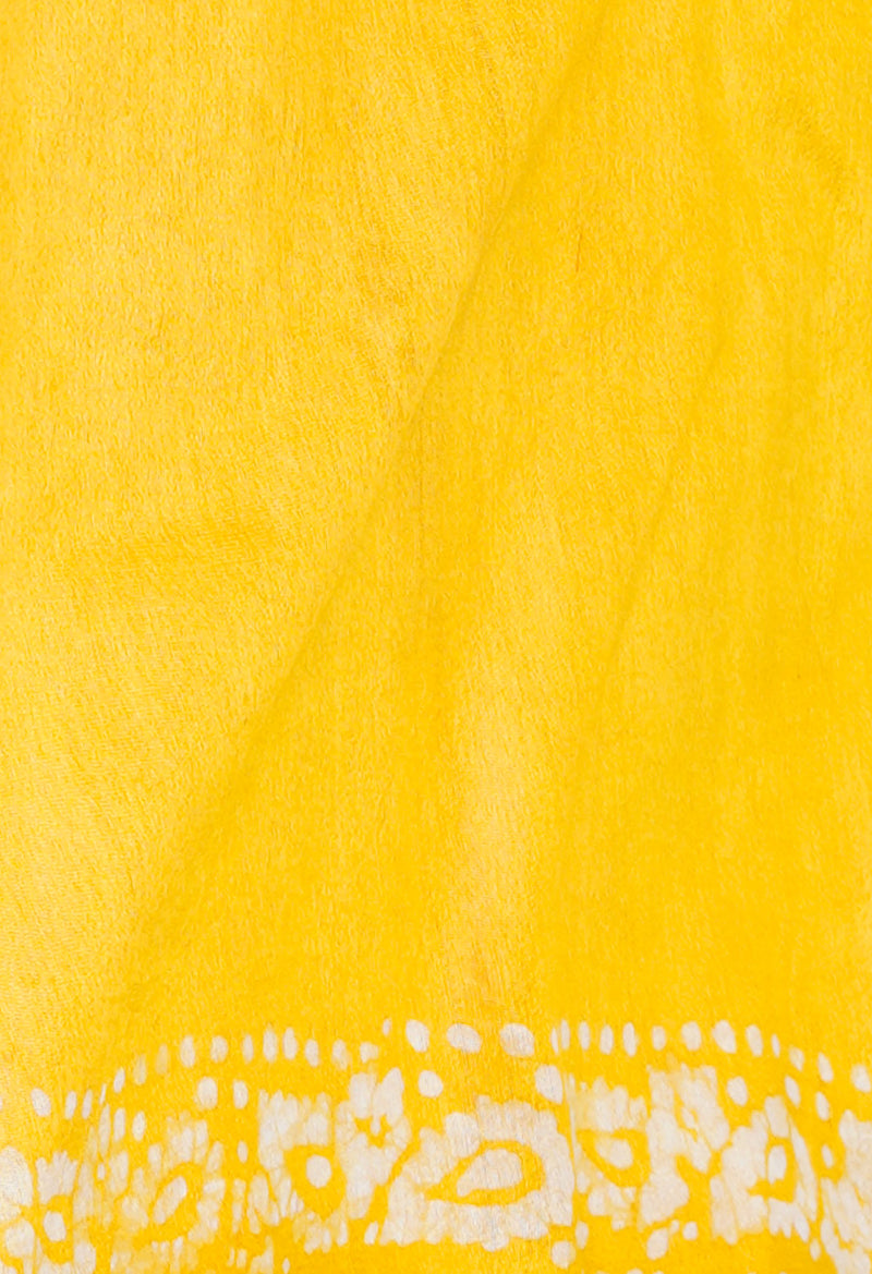 Brown-Yellow Pure  Batik Printed Chanderi Sico Saree-UNM73598
