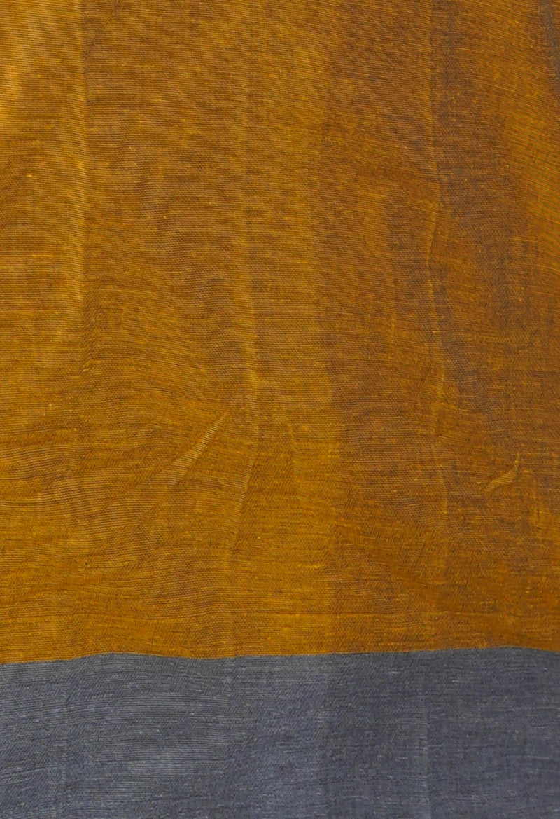 Orange-Grey Pure  Double Shade Plain  Mangalagiri Cotton Saree-UNM73612