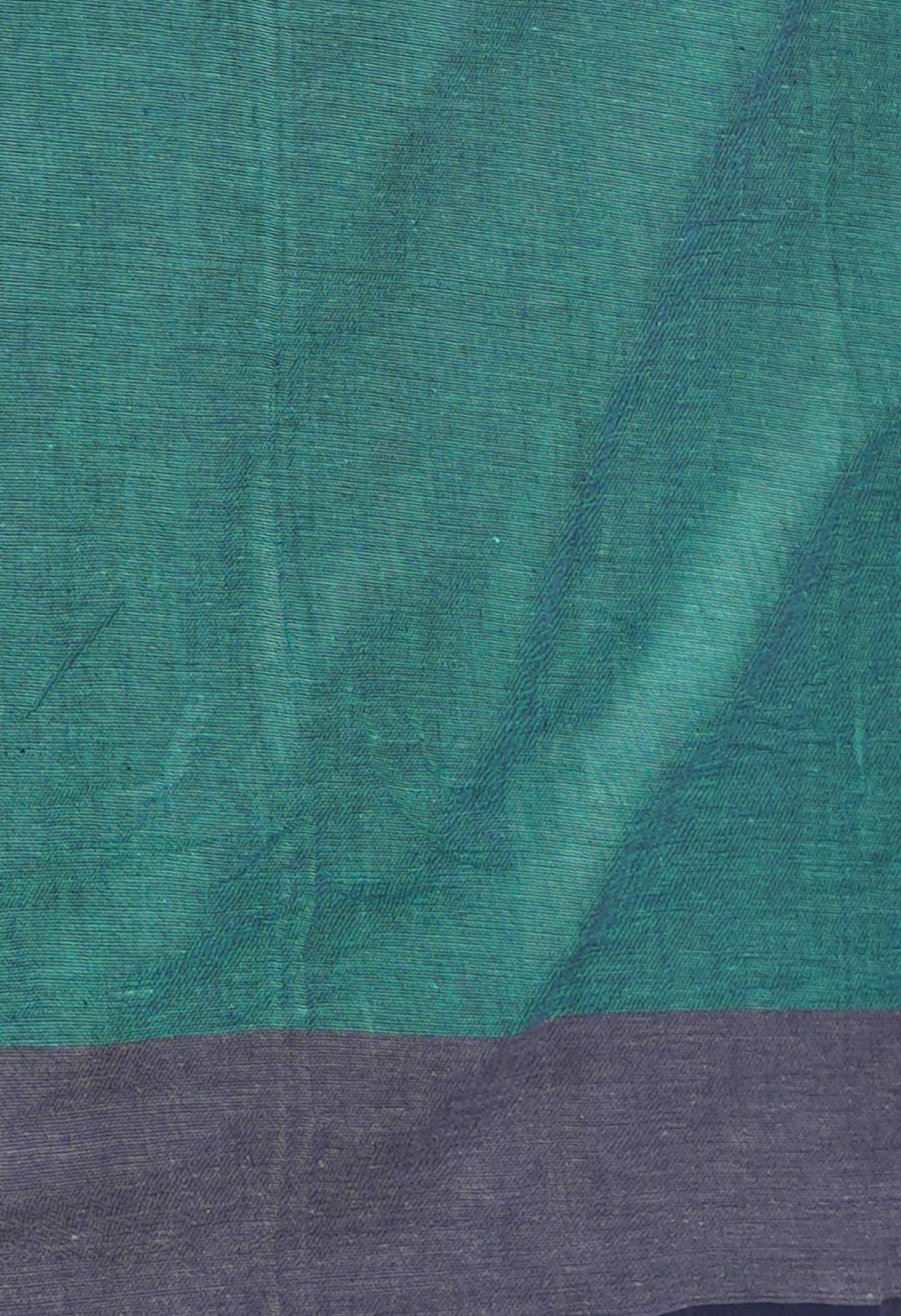 Pastel Green-Blue Pure Double Shade Plain Mangalagiri Cotton Saree