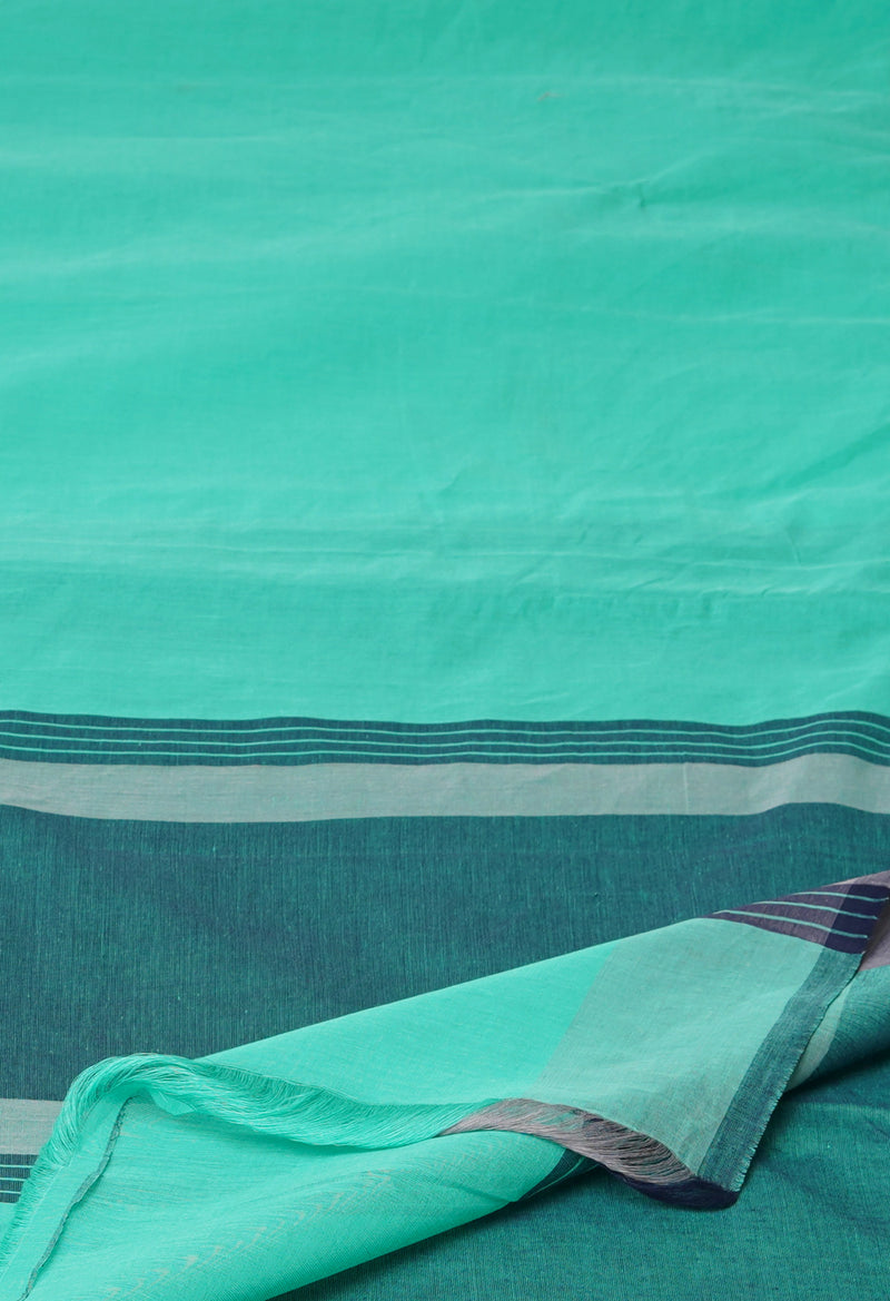Pastel Green-Blue Pure  Plain Mangalagiri Cotton Saree-UNM73615