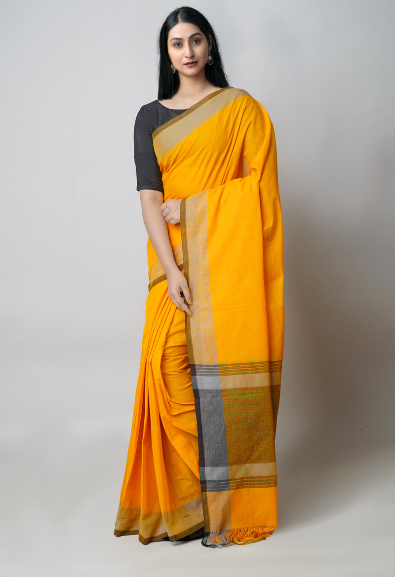 Yellow Pure  Plain Mangalagiri Cotton Saree-UNM73617