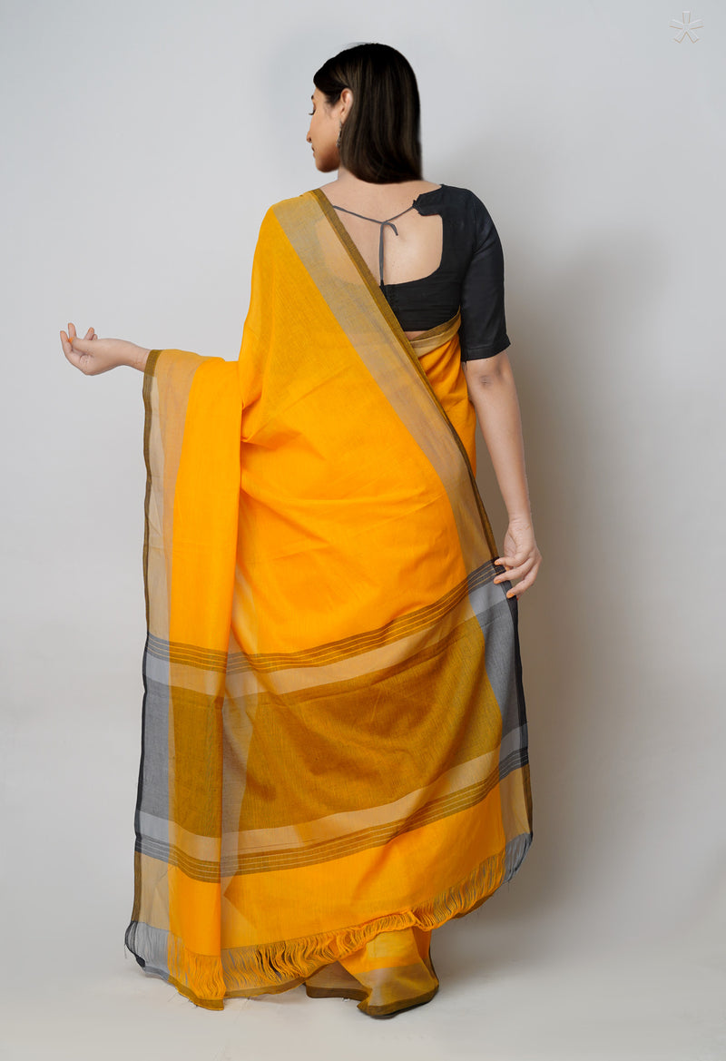 Yellow Pure  Plain Mangalagiri Cotton Saree-UNM73617