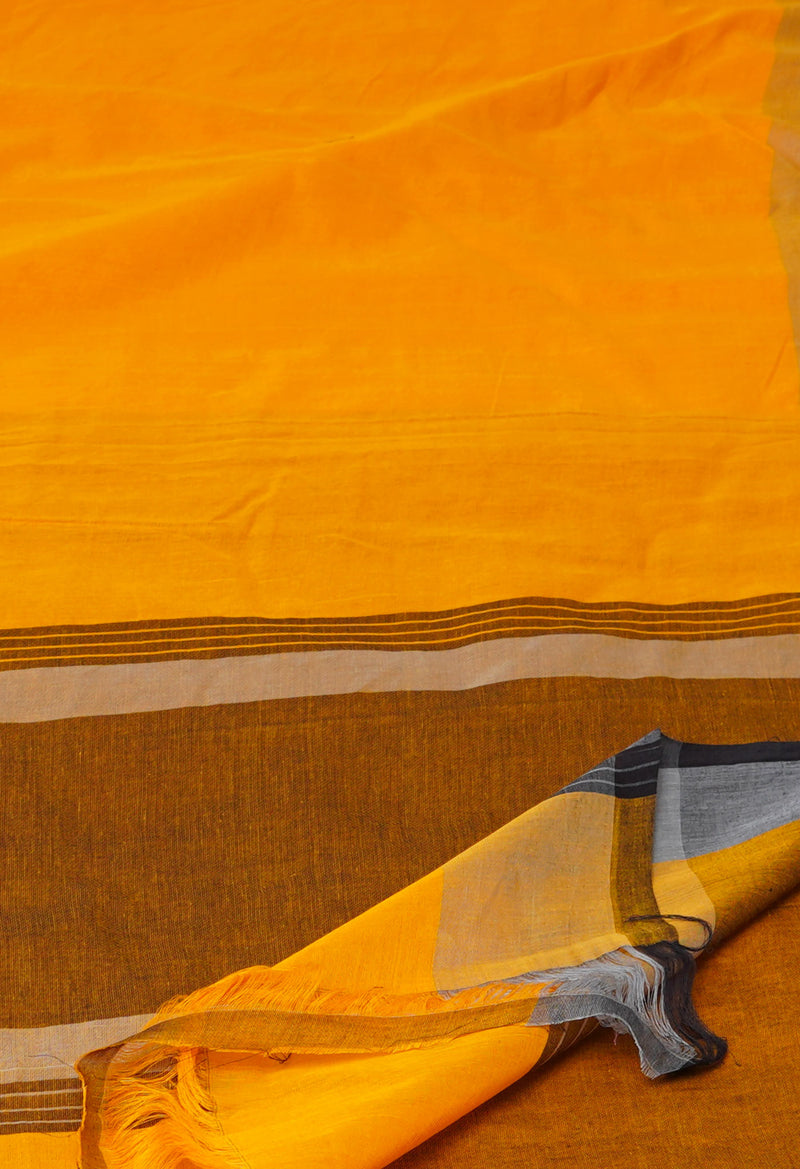 Yellow Pure  Plain Mangalagiri Cotton Saree-UNM73617