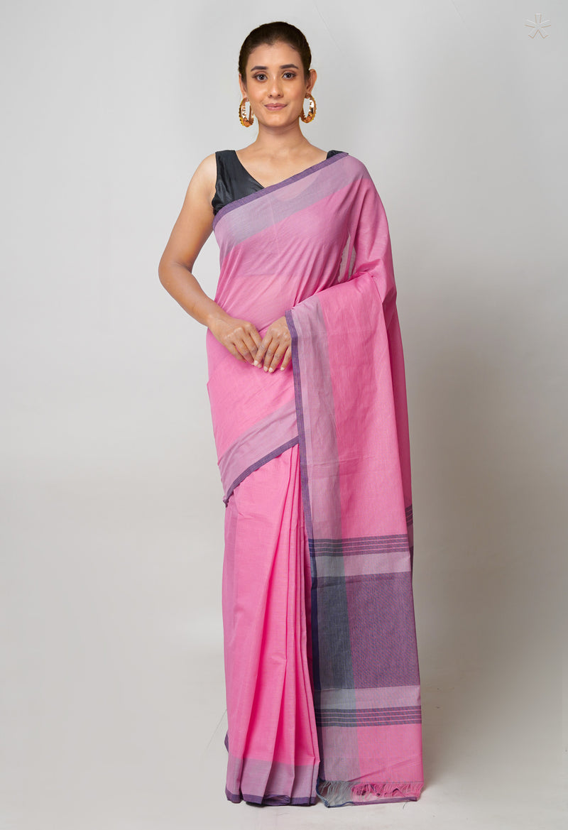 Pink Pure Mangalagiri Plain Mangalagiri Cotton Saree-UNM73618