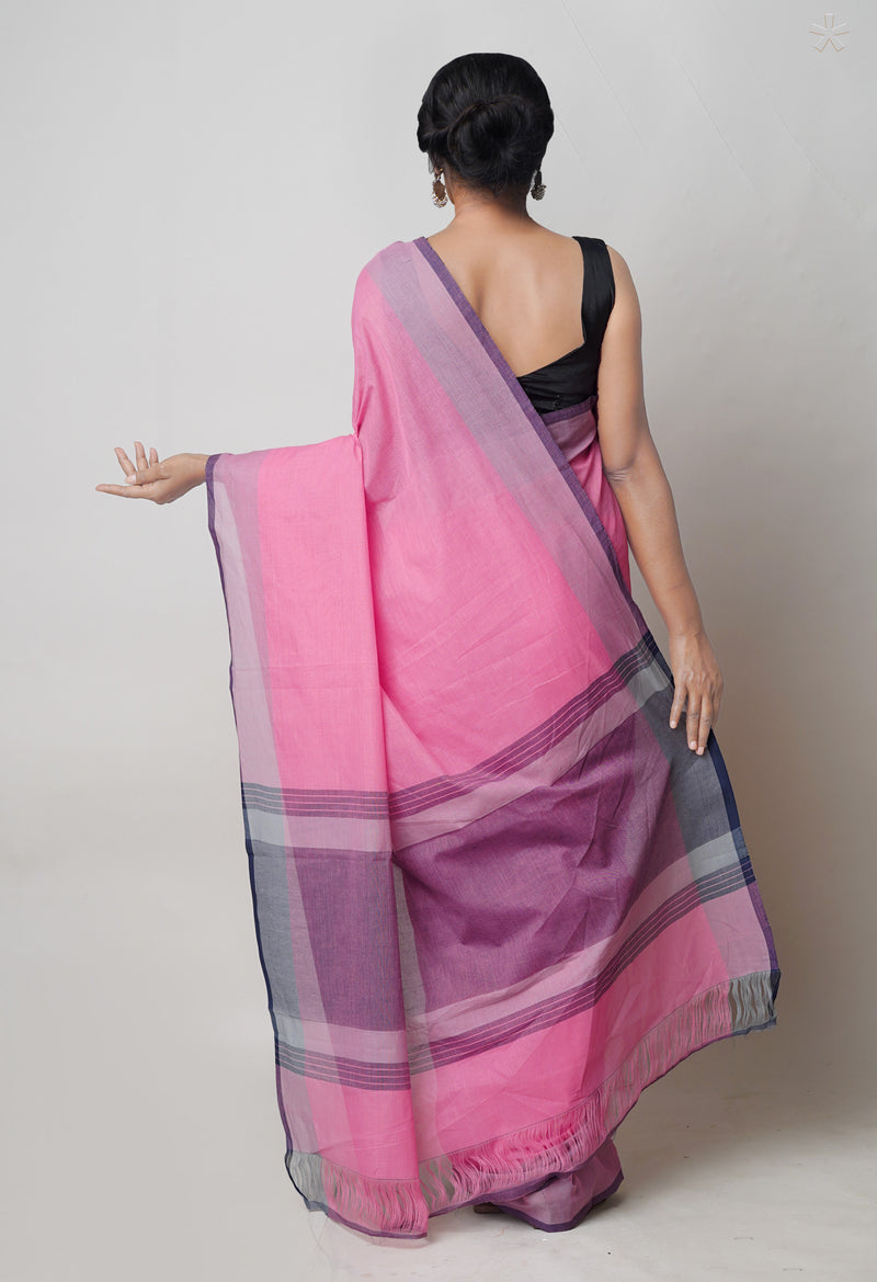 Pink Pure Mangalagiri Plain Mangalagiri Cotton Saree-UNM73618