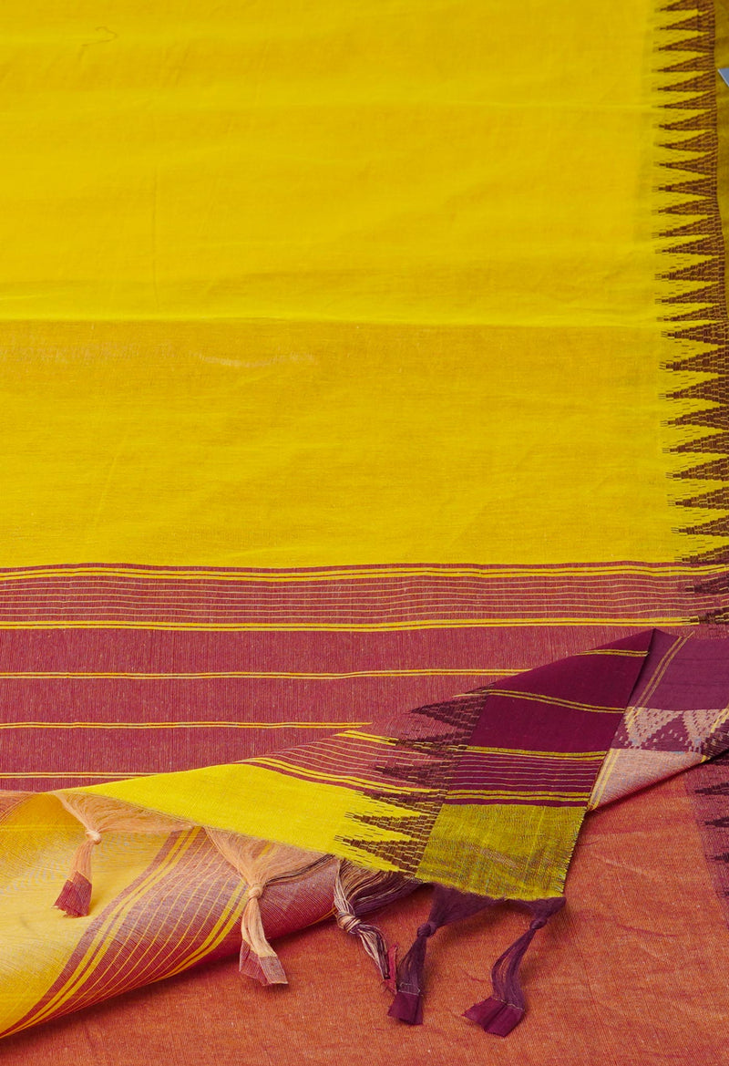 Yellow  Plain Chettinad Cotton Saree-UNM73626