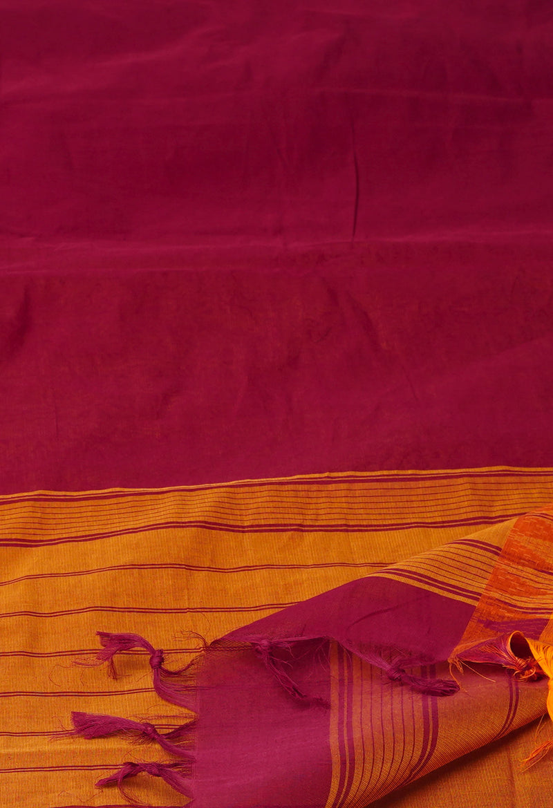 Maroon  Plain Chettinad Cotton Saree-UNM73628