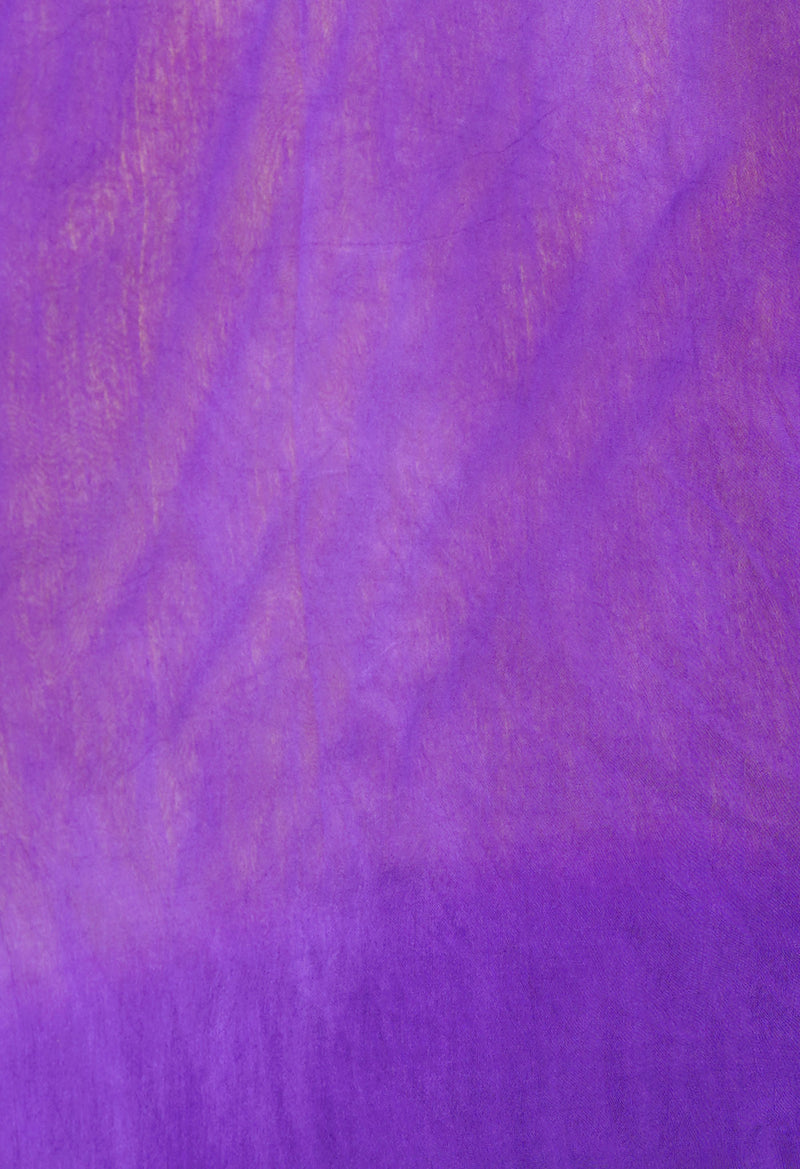Violet-Yellow  Plain Chanderi Sico Saree-UNM73655