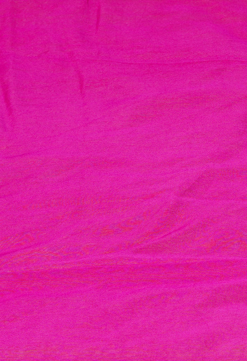 Pink-Green  Plain Chanderi Sico Saree-UNM73659