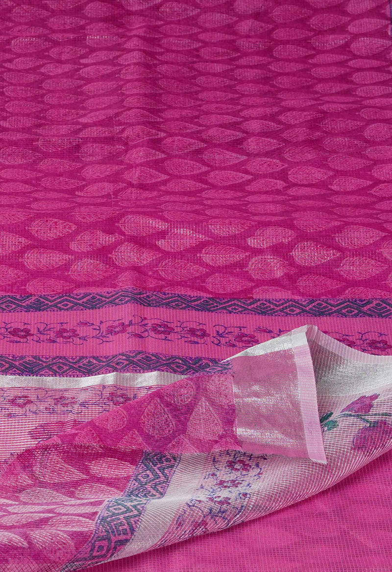 Pink Pure  Block Printed Kota Cotton Saree-UNM73667