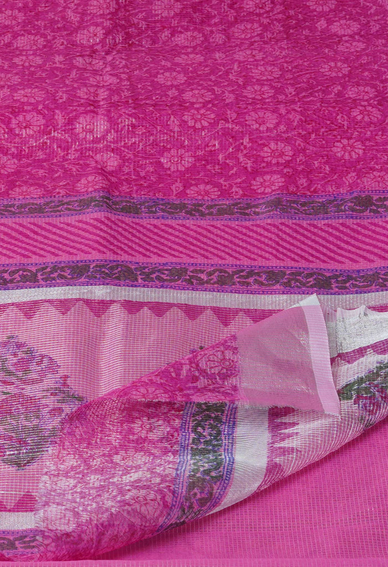 Pink Pure  Block Printed Kota Cotton Saree-UNM73678