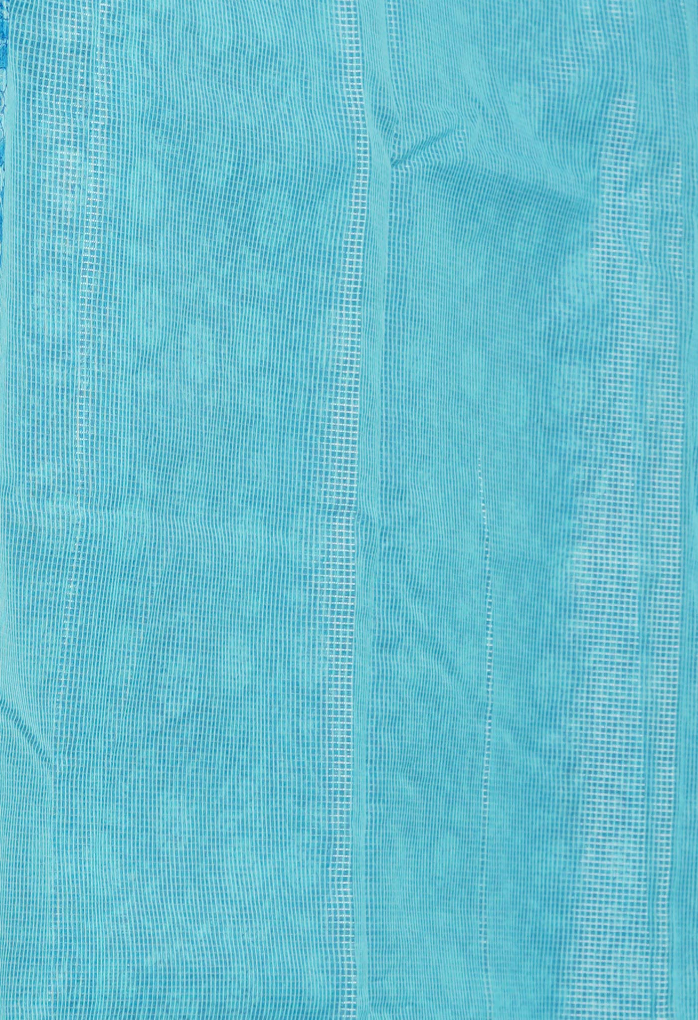 Blue Pure Block Printed Kota Cotton Saree