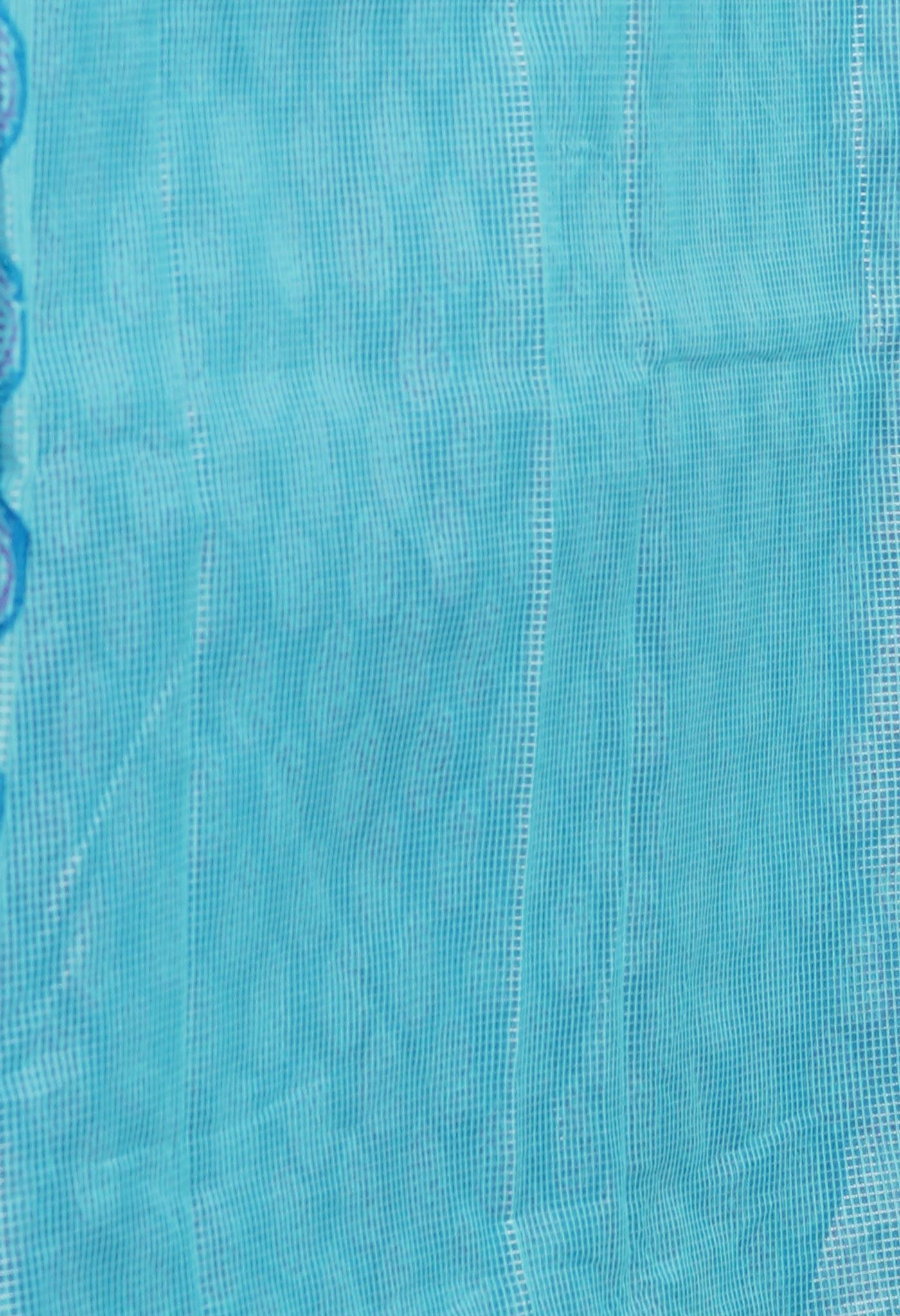 Blue Pure Block Printed Kota Cotton Saree