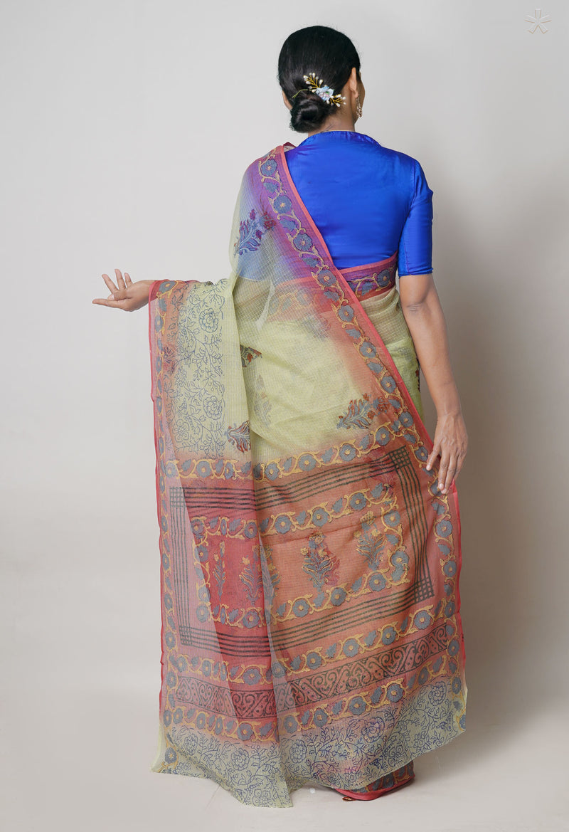 Green  Pure Dyed Printed Kota Cotton Cotton Saree-UNM73747