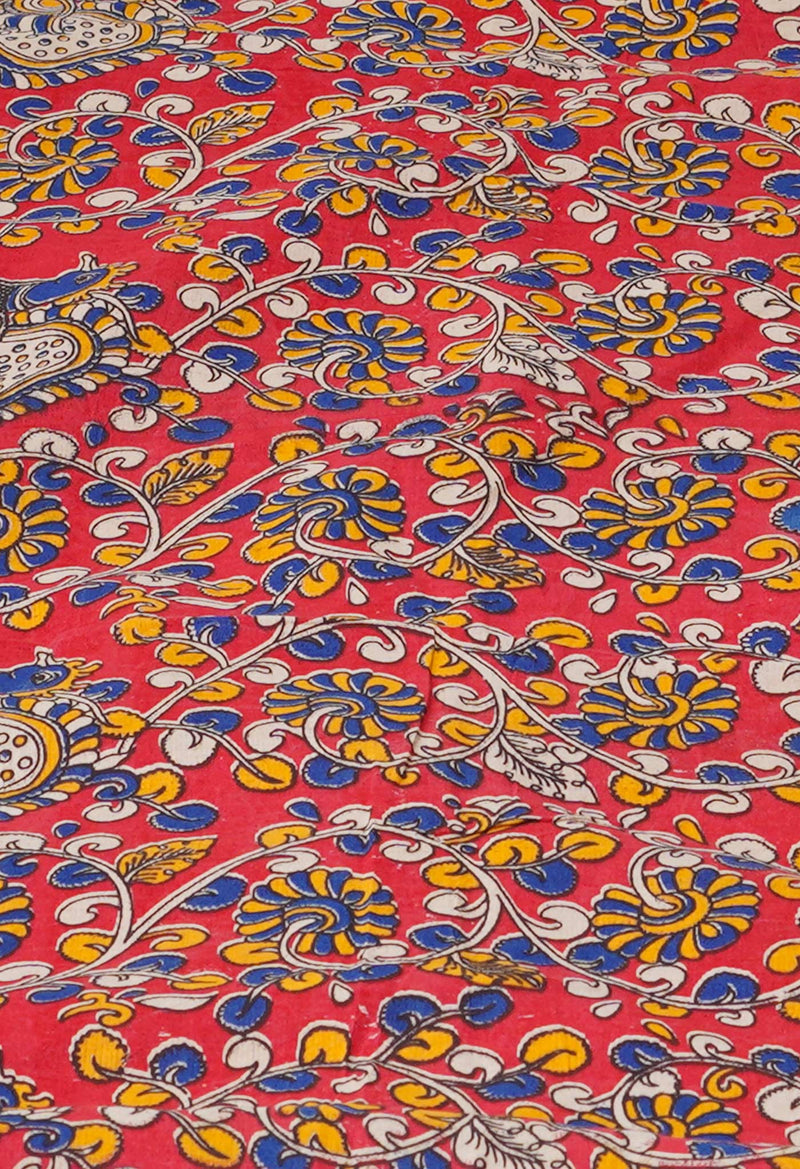 Red  Pure Dyed Printed Kota Cotton Cotton Saree-UNM73748