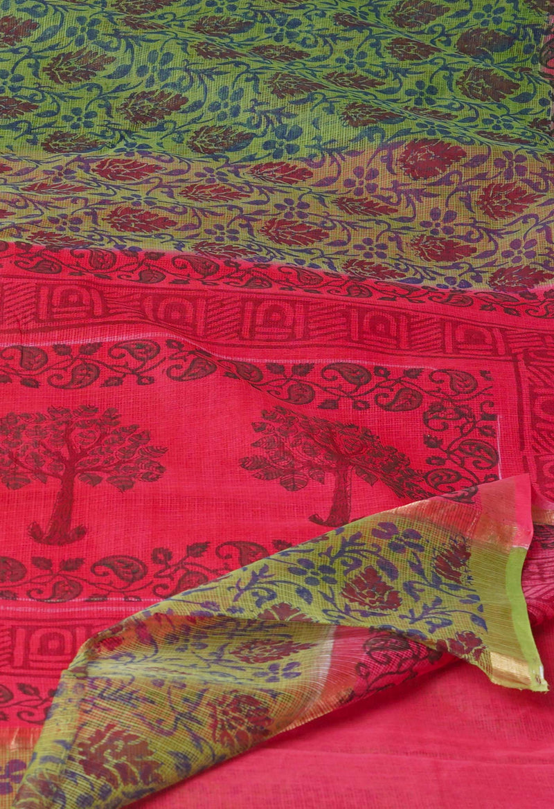 Green  Pure Dyed Printed Kota Cotton Cotton Saree-UNM73750