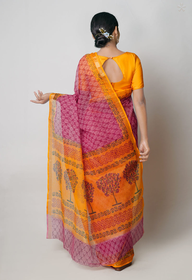 Maroon  Pure Dyed Printed Kota Cotton Cotton Saree-UNM73771