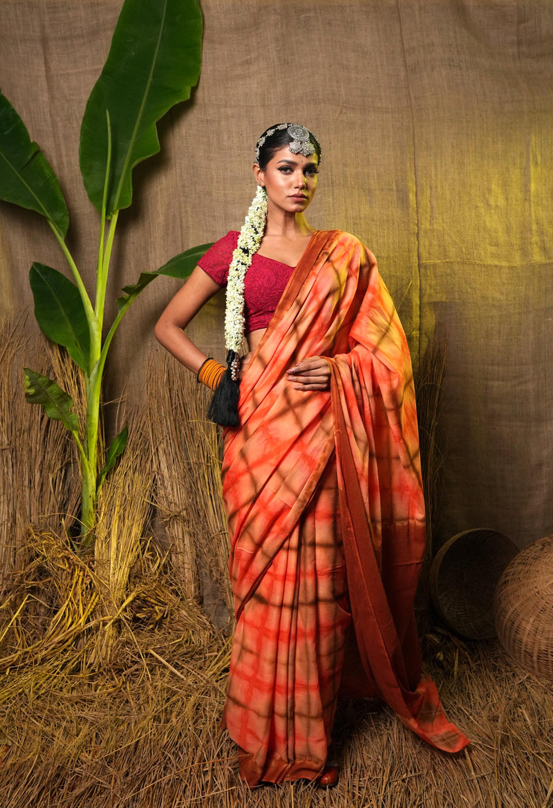 Multi Pure  Shibori Printed Superfine Mulmul Cotton Saree-UNM73774
