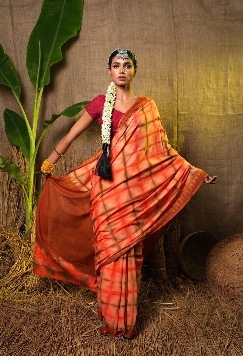 Multi Pure  Shibori Printed Superfine Mulmul Cotton Saree-UNM73774