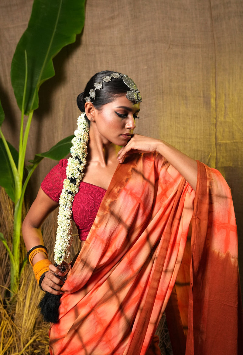 Multi Pure  Shibori Printed Superfine Mulmul Cotton Saree-UNM73774