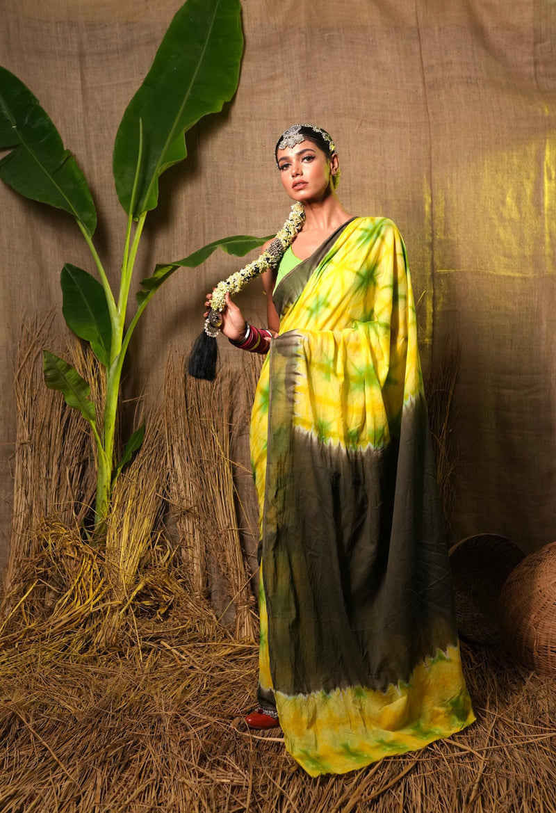 Multi Pure  Shibori Printed Superfine Mulmul Cotton Saree-UNM73775