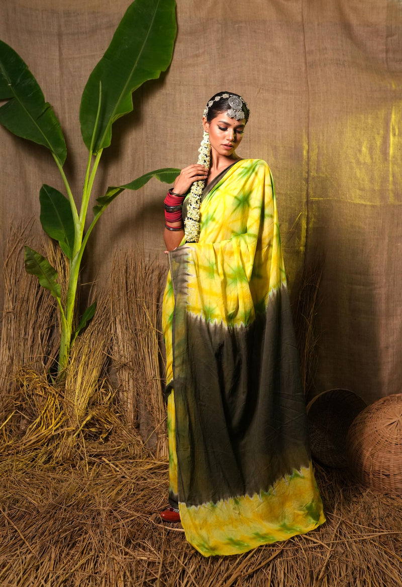 Multi Pure  Shibori Printed Superfine Mulmul Cotton Saree-UNM73775
