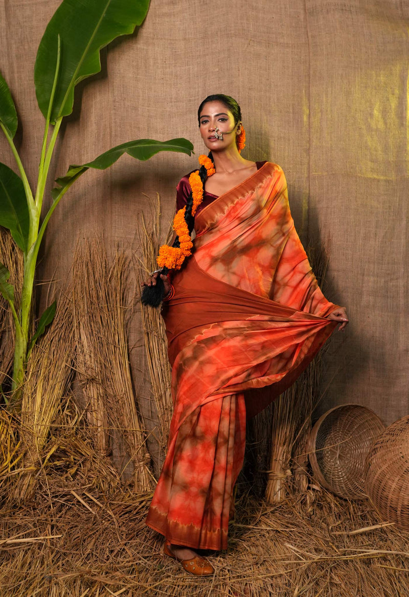 Multi Pure  Shibori Printed Superfine Mulmul Cotton Saree-UNM73778