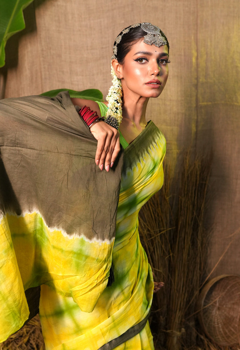Multi Pure  Shibori Printed Superfine Mulmul Cotton Saree-UNM73779