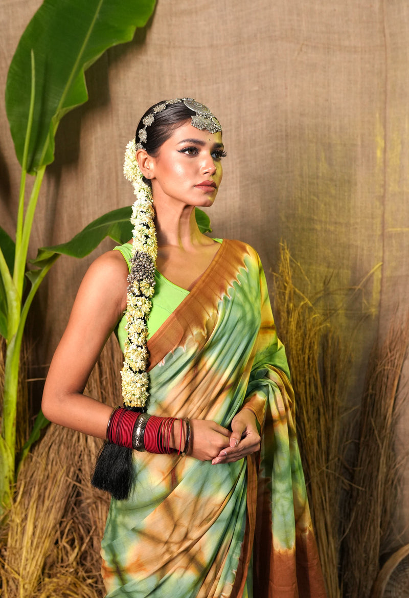 Multi Pure  Shibori Printed Superfine Mulmul Cotton Saree-UNM73784