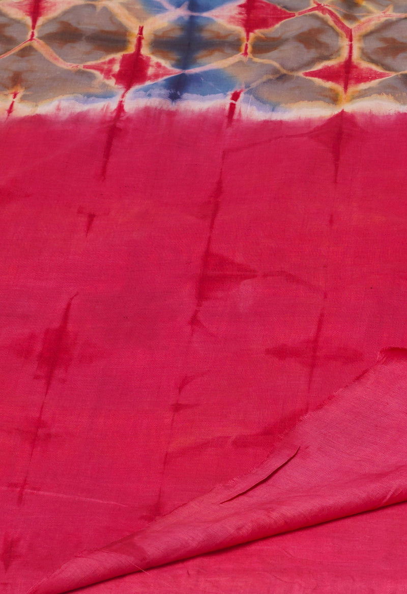 Multi Pure  Shibori Printed Superfine Mulmul Cotton Saree-UNM73791