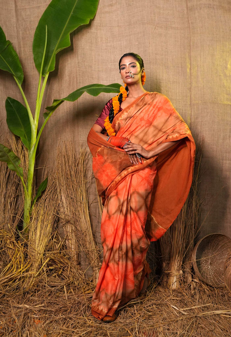Multi Pure  Shibori Printed Superfine Mulmul Cotton Saree-UNM73794