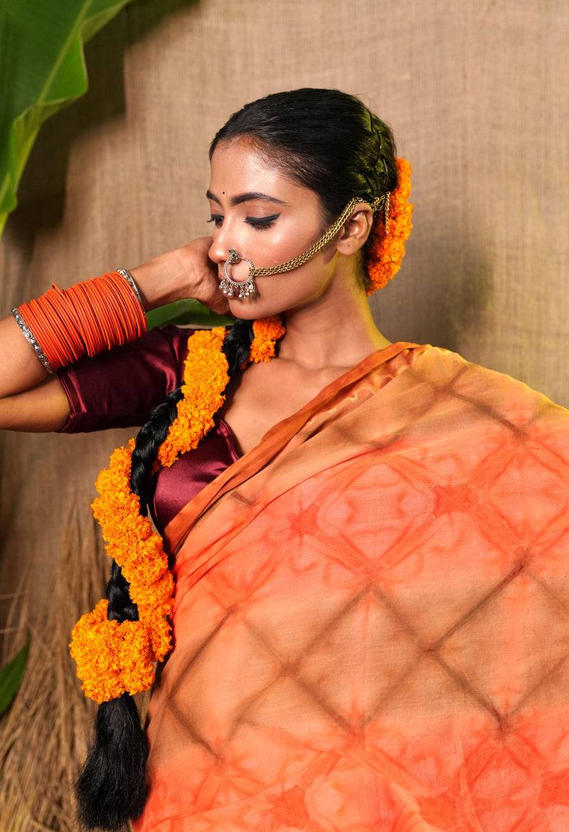 Multi Pure  Shibori Printed Superfine Mulmul Cotton Saree-UNM73794