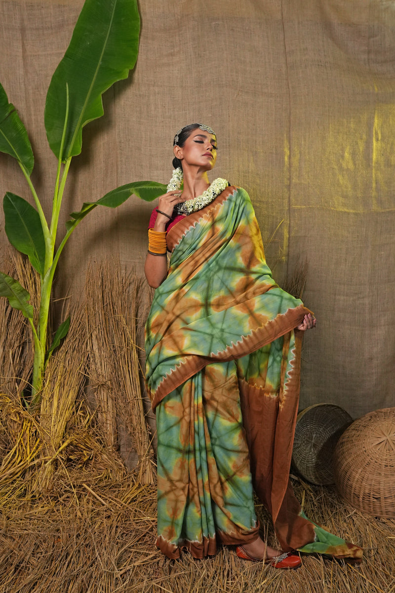 Multi Pure  Shibori Printed Superfine Mulmul Cotton Saree-UNM73798