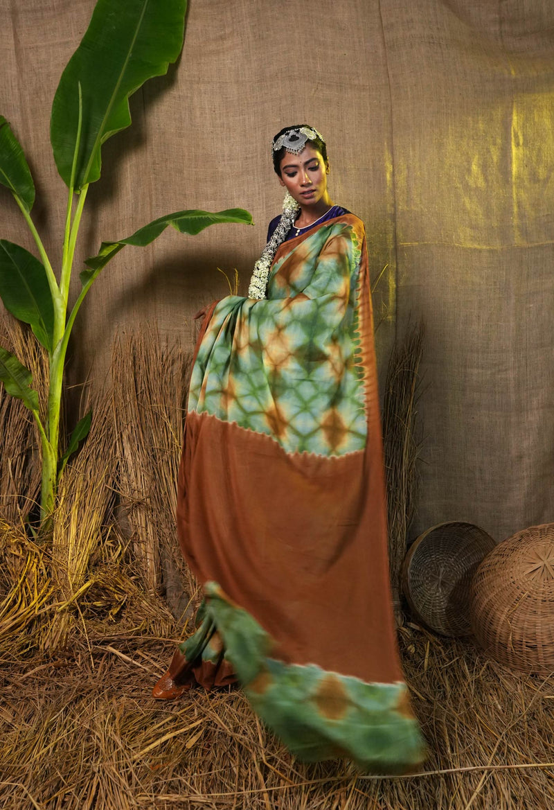 Multi Pure  Shibori Printed Superfine Mulmul Cotton Saree-UNM73799