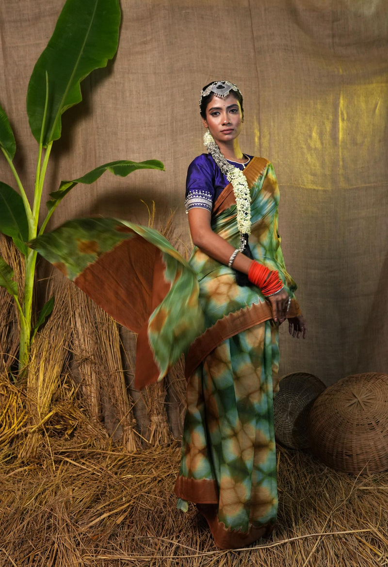 Multi Pure  Shibori Printed Superfine Mulmul Cotton Saree-UNM73799