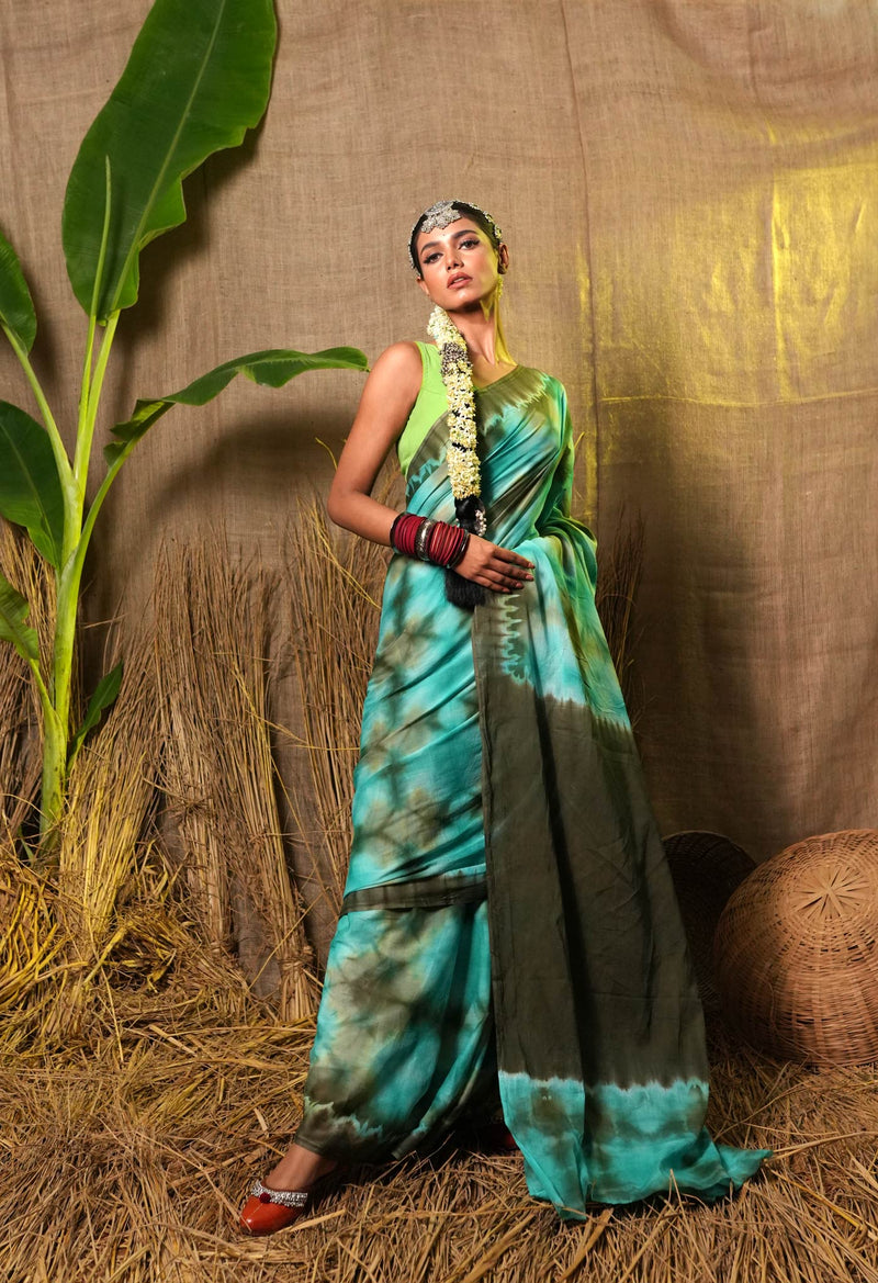 Multi Pure  Shibori Printed Superfine Mulmul Cotton Saree-UNM73800